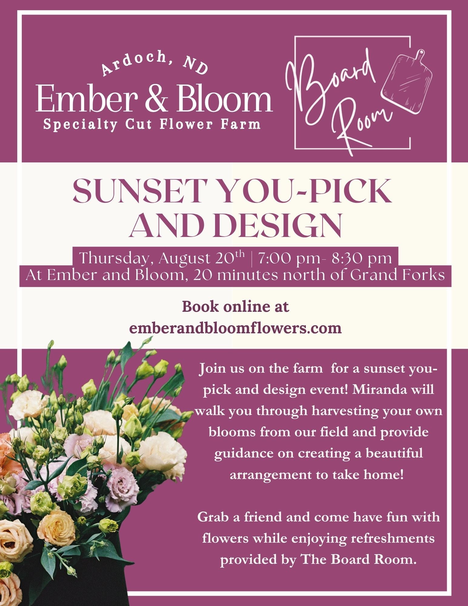 Sunset You Pick and Design- Thursday August 20th